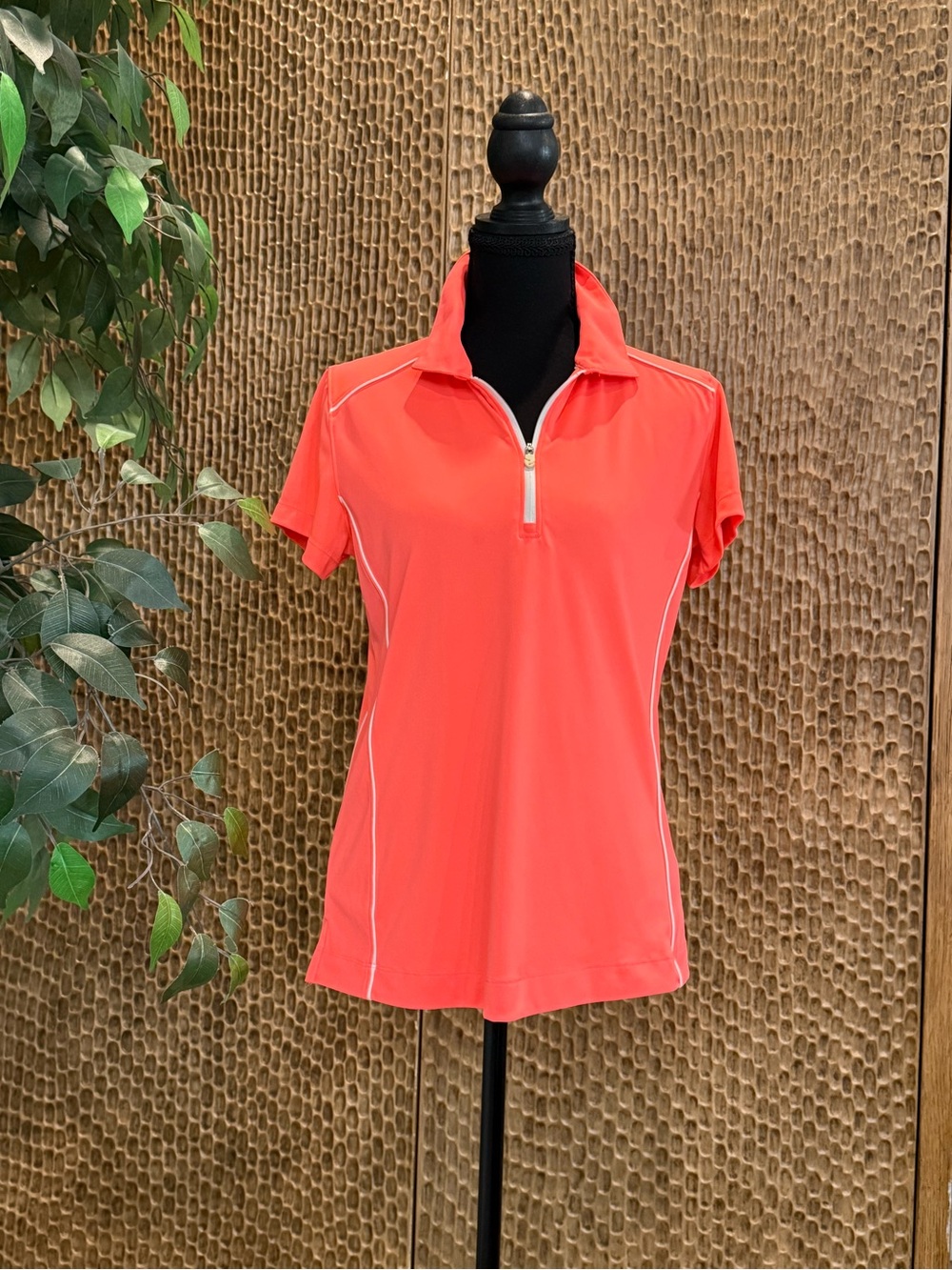 Slazenger Coral Short-Sleeve Zip Polo with White Piping Women’s Medium